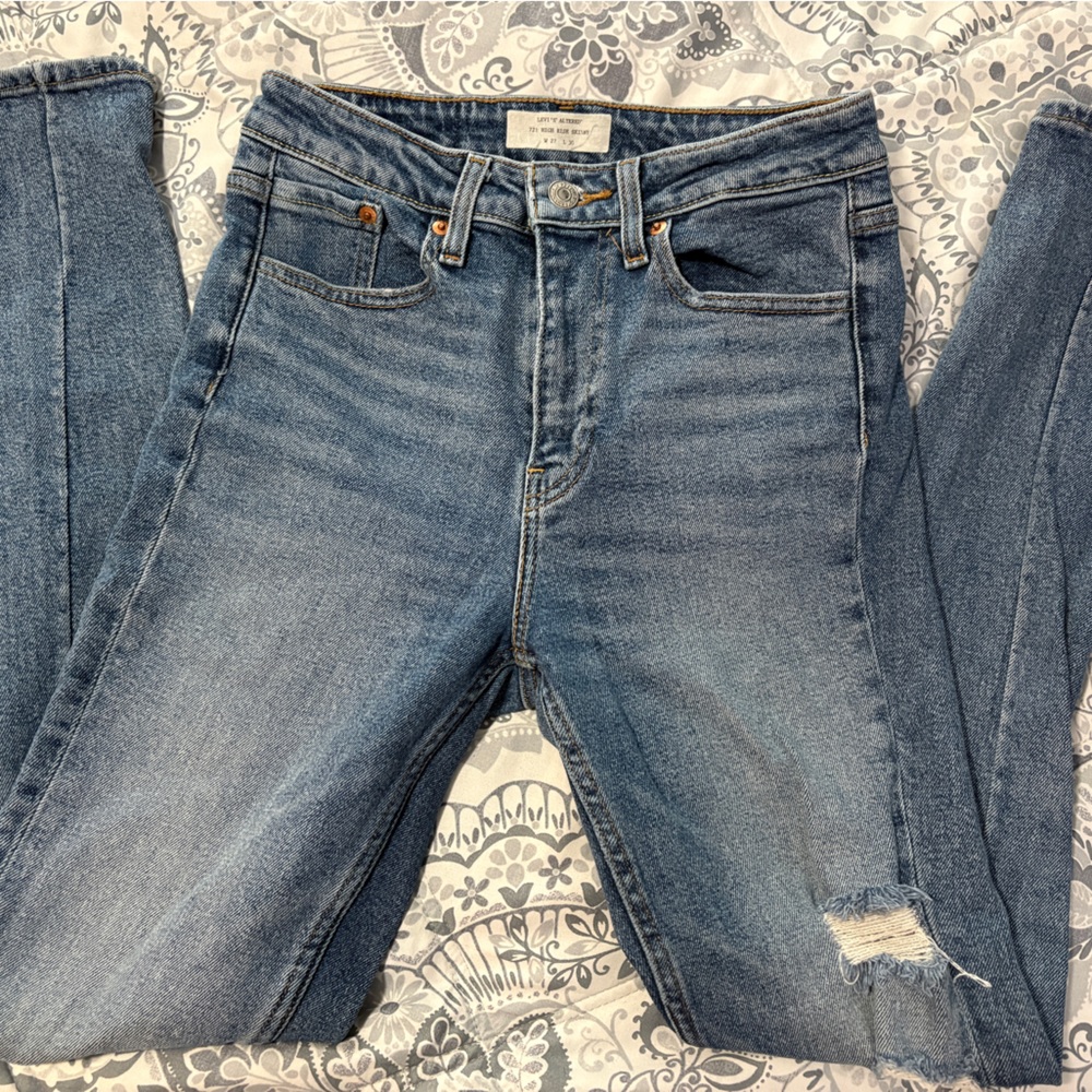 Levi's High Rise Distressed Denim Jeans